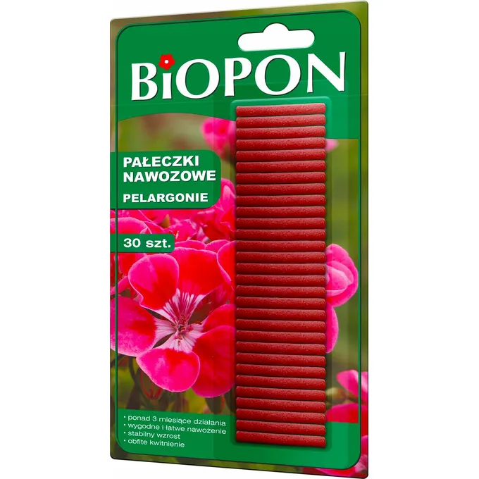 Biopon - pałeczki nawozowe odżywka do pelargonii 30 szt.