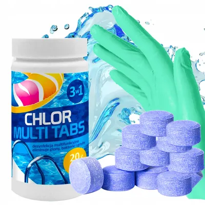 Chlor do basenu multi tabletki GAMIX 3w1 chemia spa 1kg 50x 20g +RĘKAWICZKI
